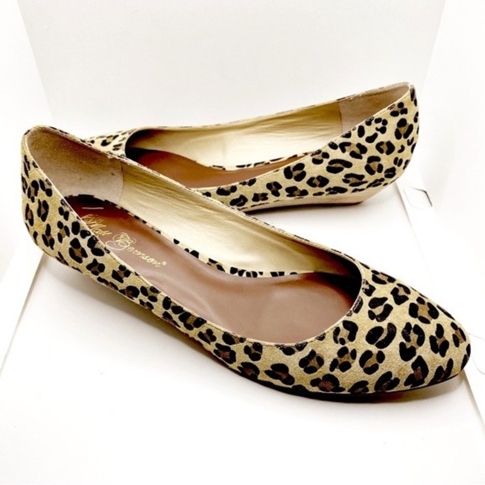 Matt Bernson Women's Leopard Leather Slip On Shoes 10